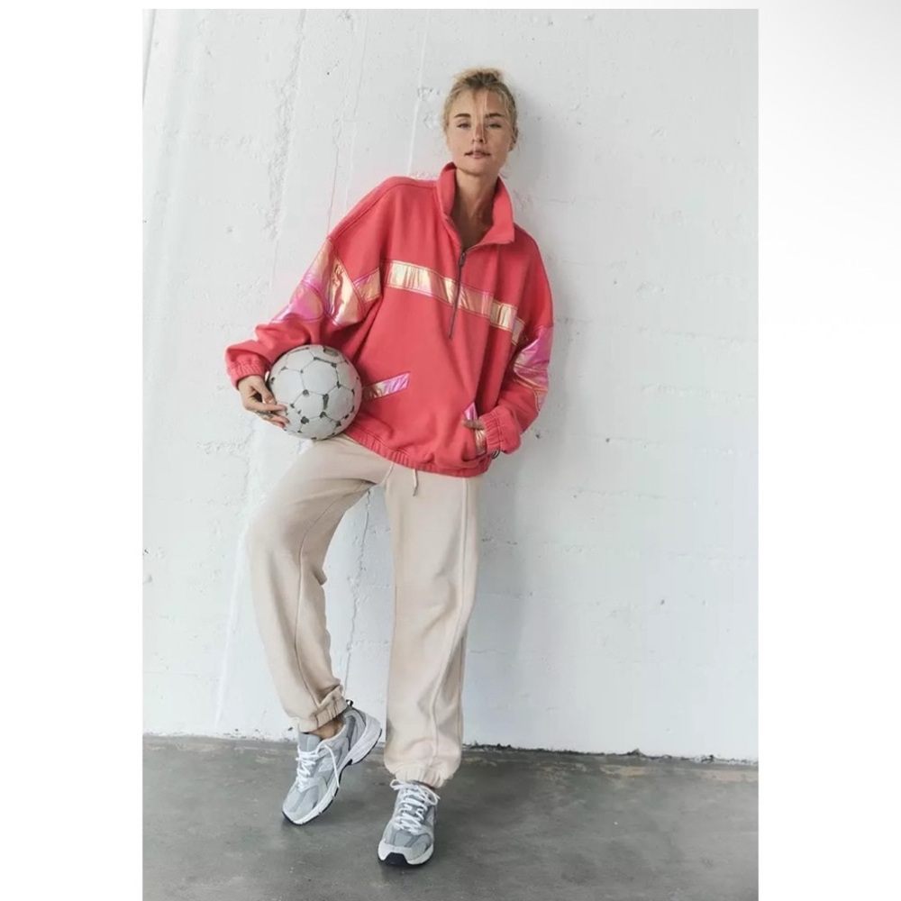FP Movement Away We Go Half Zip Pullover - Size M - Hibiscus